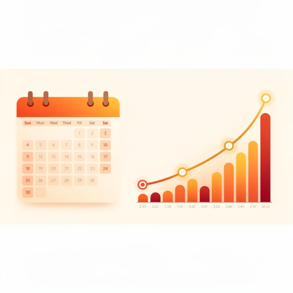 Calendar and rising credit score graph showing the timeline of building credit from zero to a good score over months
