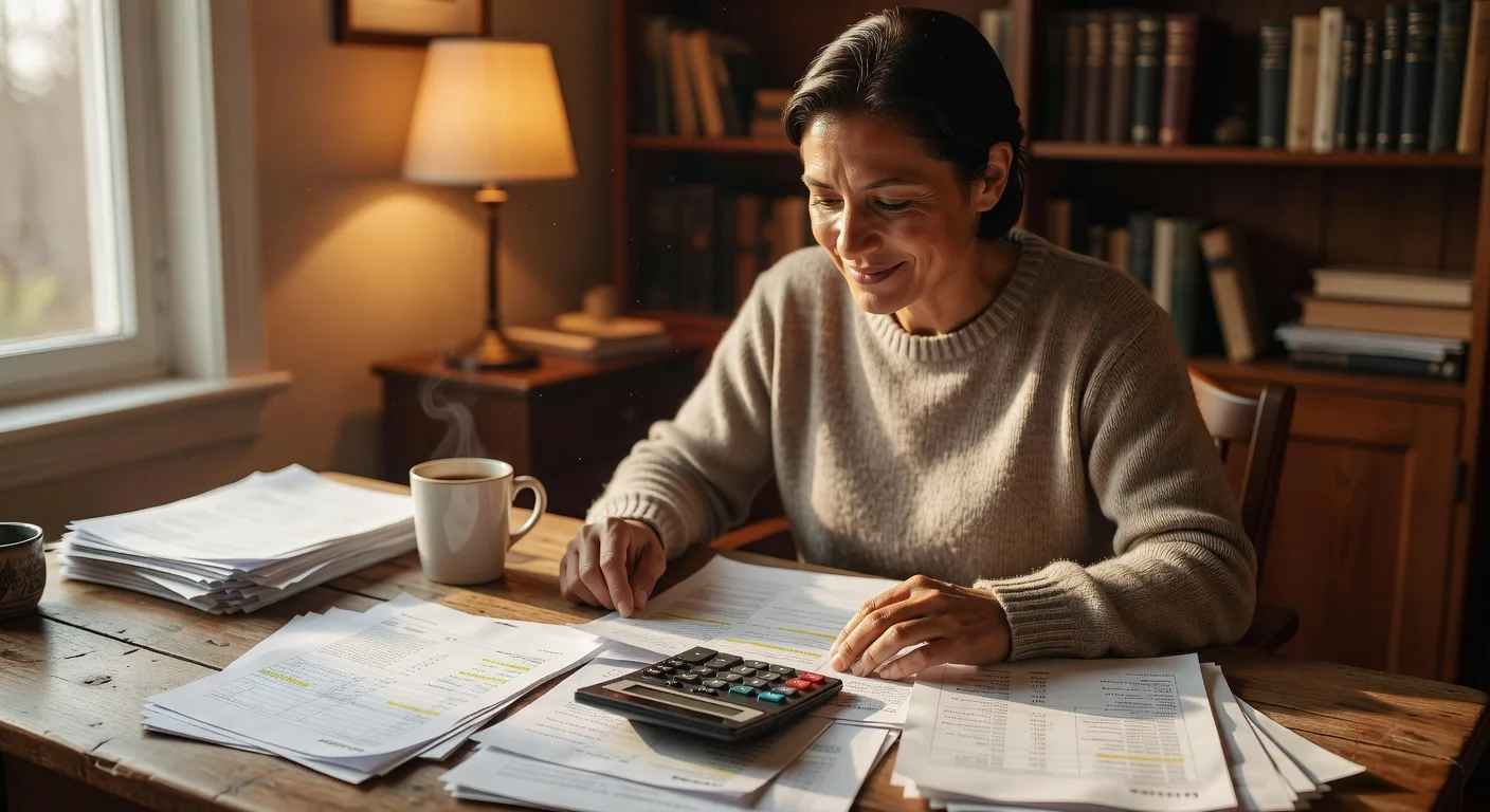 Person reviewing debt relief options at desk with calculator and paperwork showing a path out of debt without filing bankruptcy
