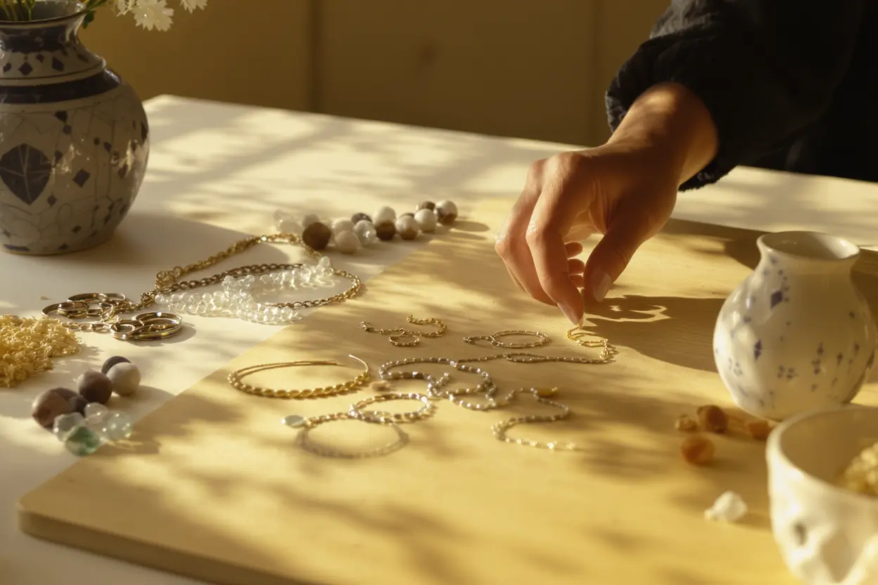 A craftsperson photographing handmade items at a well-lit table before listing them online