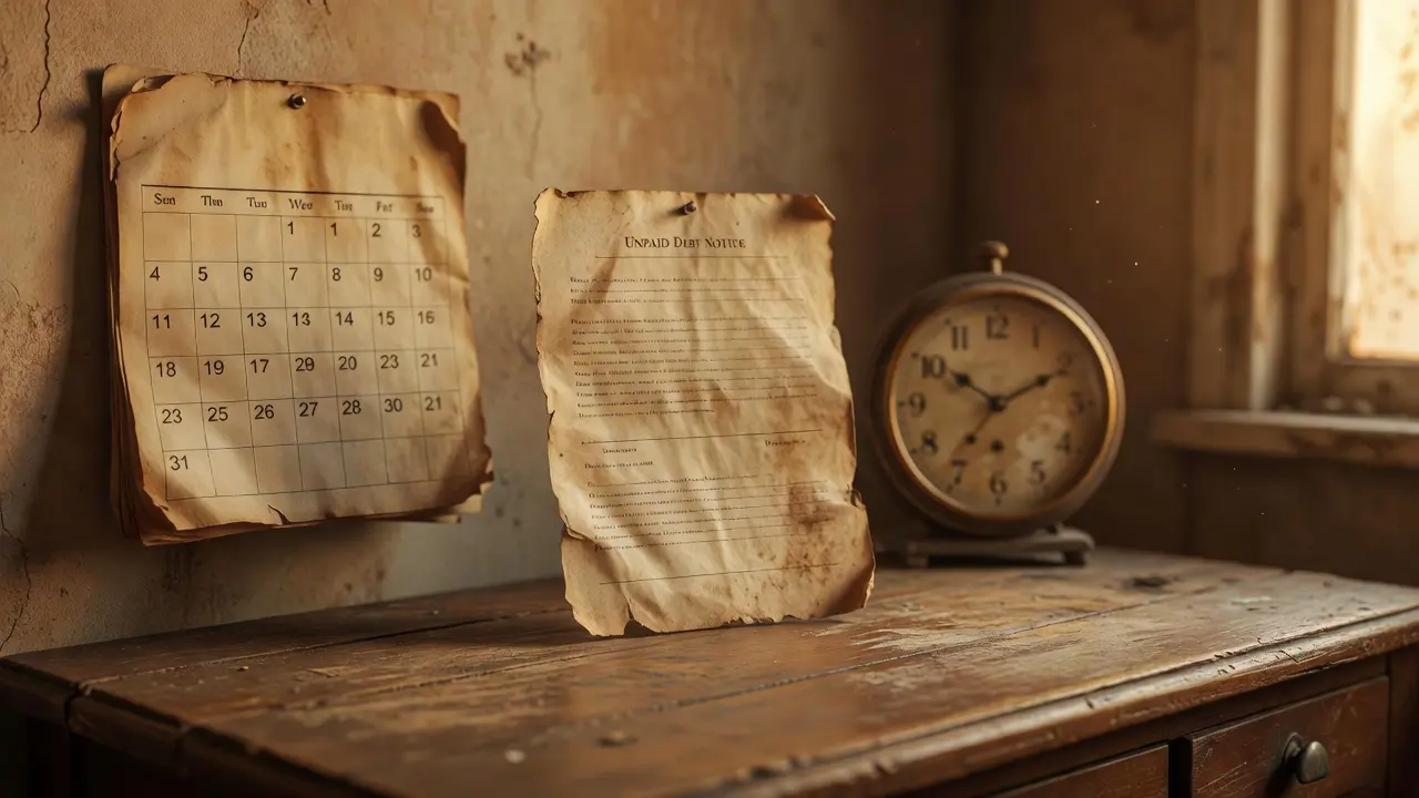 A calendar and an old debt notice symbolizing the statute of limitations deadline on debt