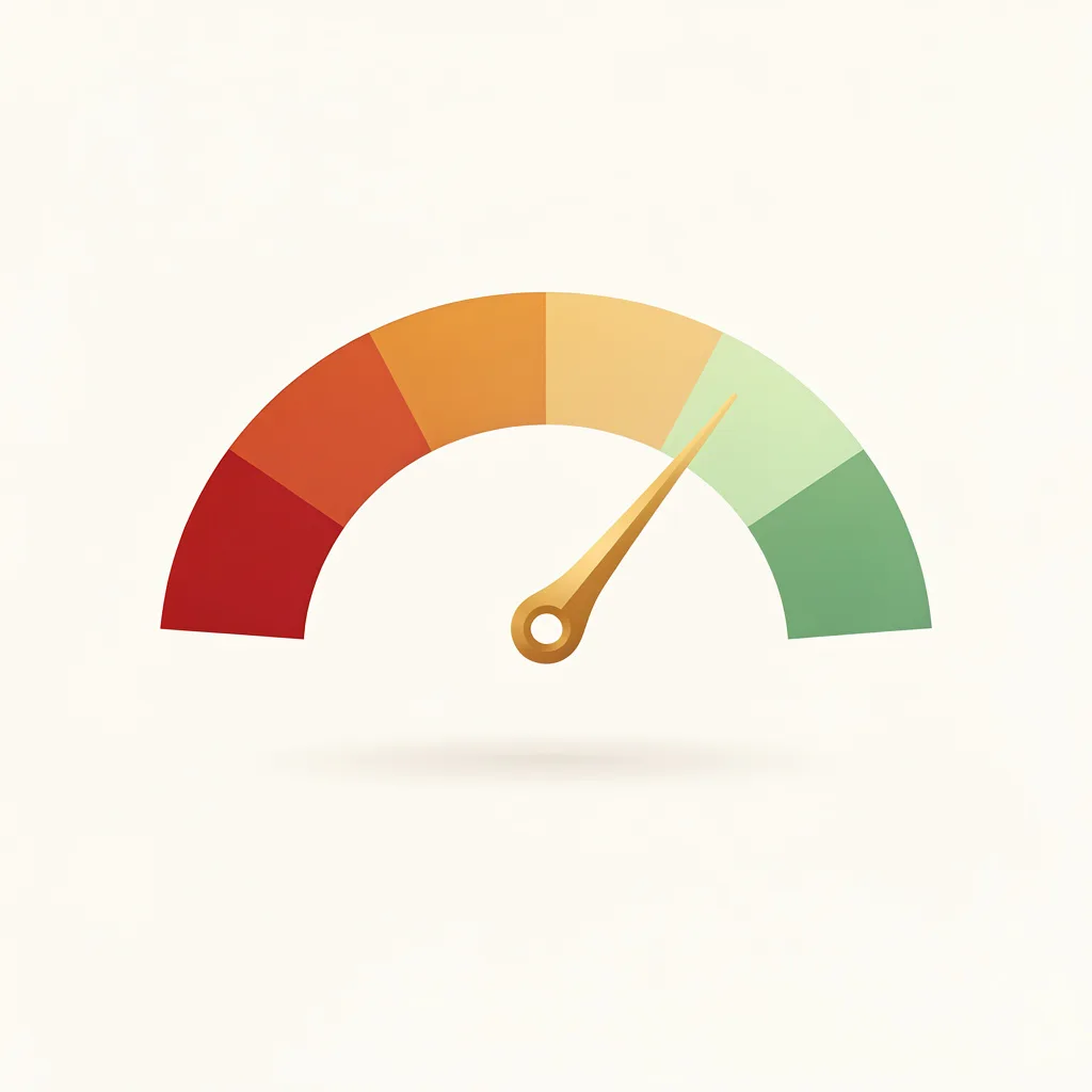 Credit score gauge showing ranges from Poor 300 to Exceptional 850 with needle pointing to Good range at 714