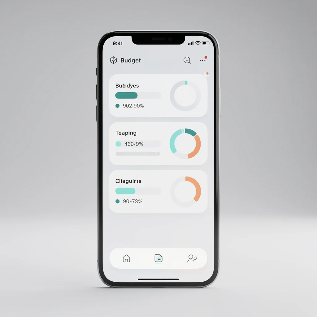 Person tracking zero-based budget on phone app showing categories with remaining balances updated in real time throughout the month